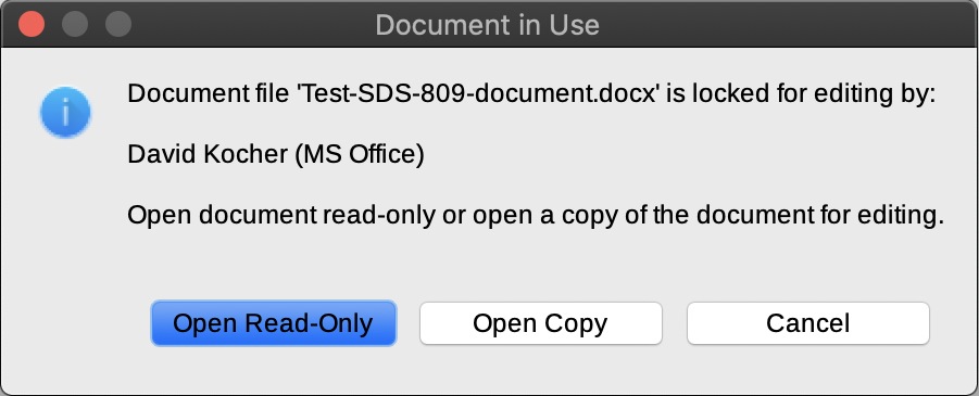 Document in Use Libre Office (macOS)